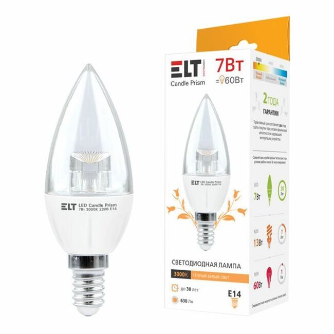 Светодиодная лампа  LED Candle Prism 7W E14 4000K ELT