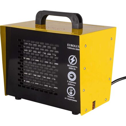 Тепловая электрическая пушка ТЭПК-EU-3000 (керам.нагревательный элемент,квадратная) Eurolux