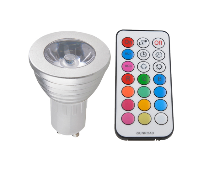 Светодиодная лампа LX-10, 3w RGB MR16 ,220В LEXPLUS(блистер с пультом)